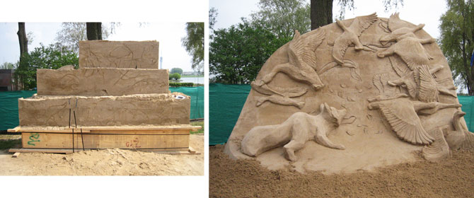 Sandsculpture roermond fox and geese